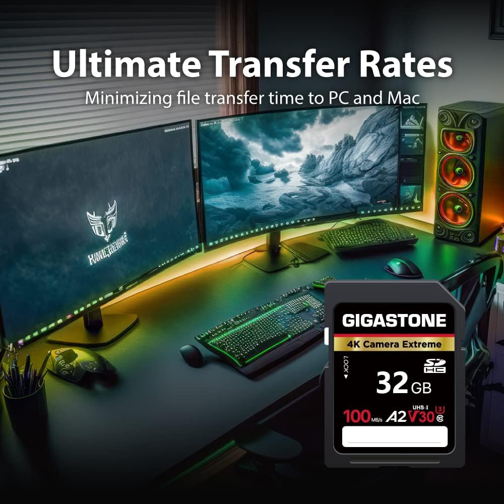 Gigastone 32GB 5-Pack SD Card, 4K Camera Extreme, A2 V30 SDHC Memory Card High Speed 4K Full HD Video Compatible with Canon Nikon Sony Pentax Kodak Olympus Panasonic Digital Camera, with 5 Mini Cases image number 5