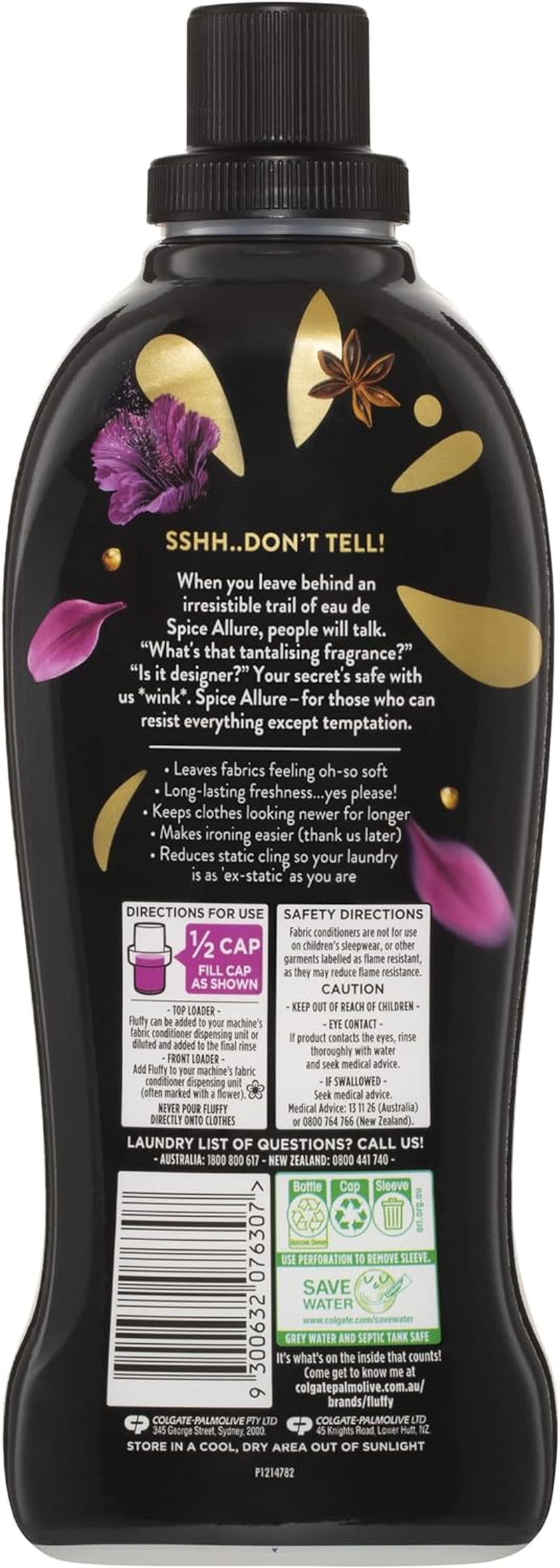 Fluffy Concentrate Liquid Fabric Softener Conditioner, 1L, 50 Washes, Spice Allure, Fragrance Temptations image number 2