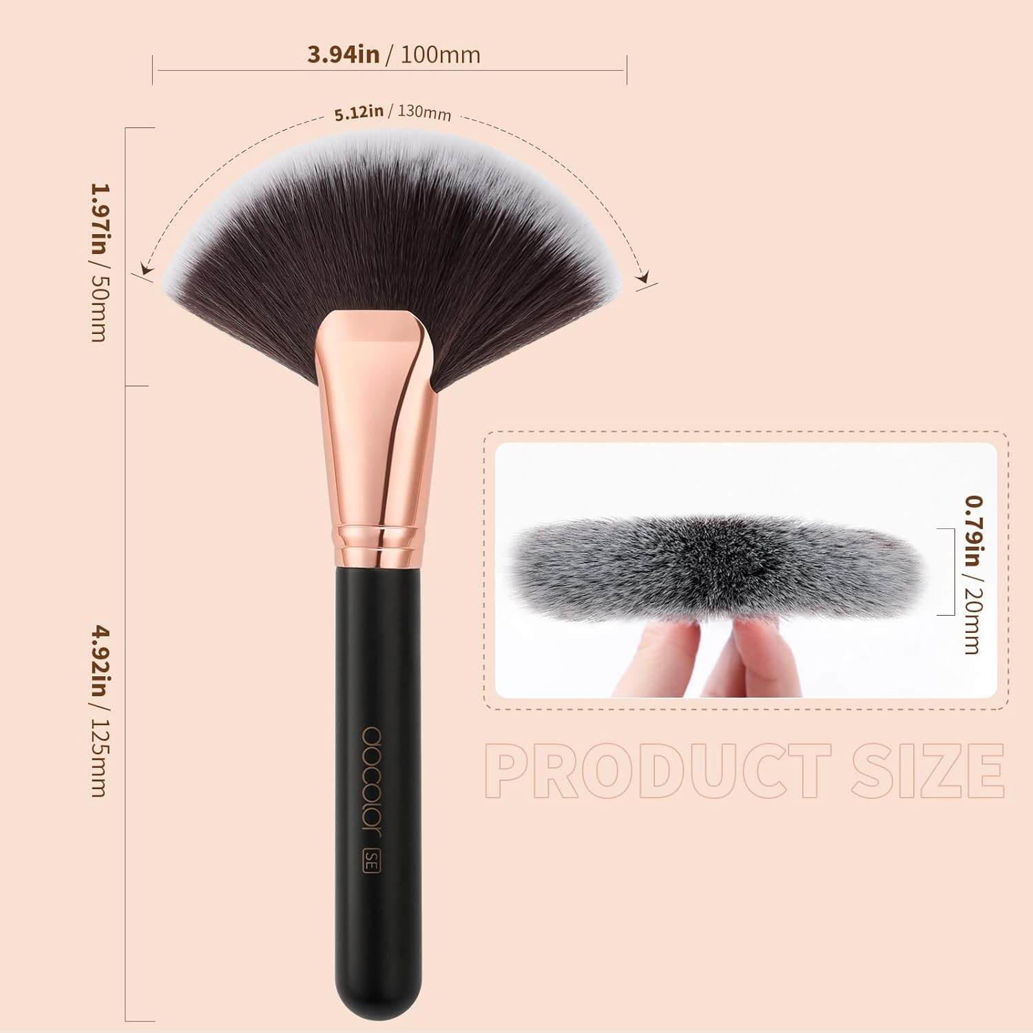 Docolor Fan Brush Face Makeup Brush Professional Highlighting Make up Brushes Blush Bronzer Cheekbones Brush Soft Cosmetic Tool image number 5