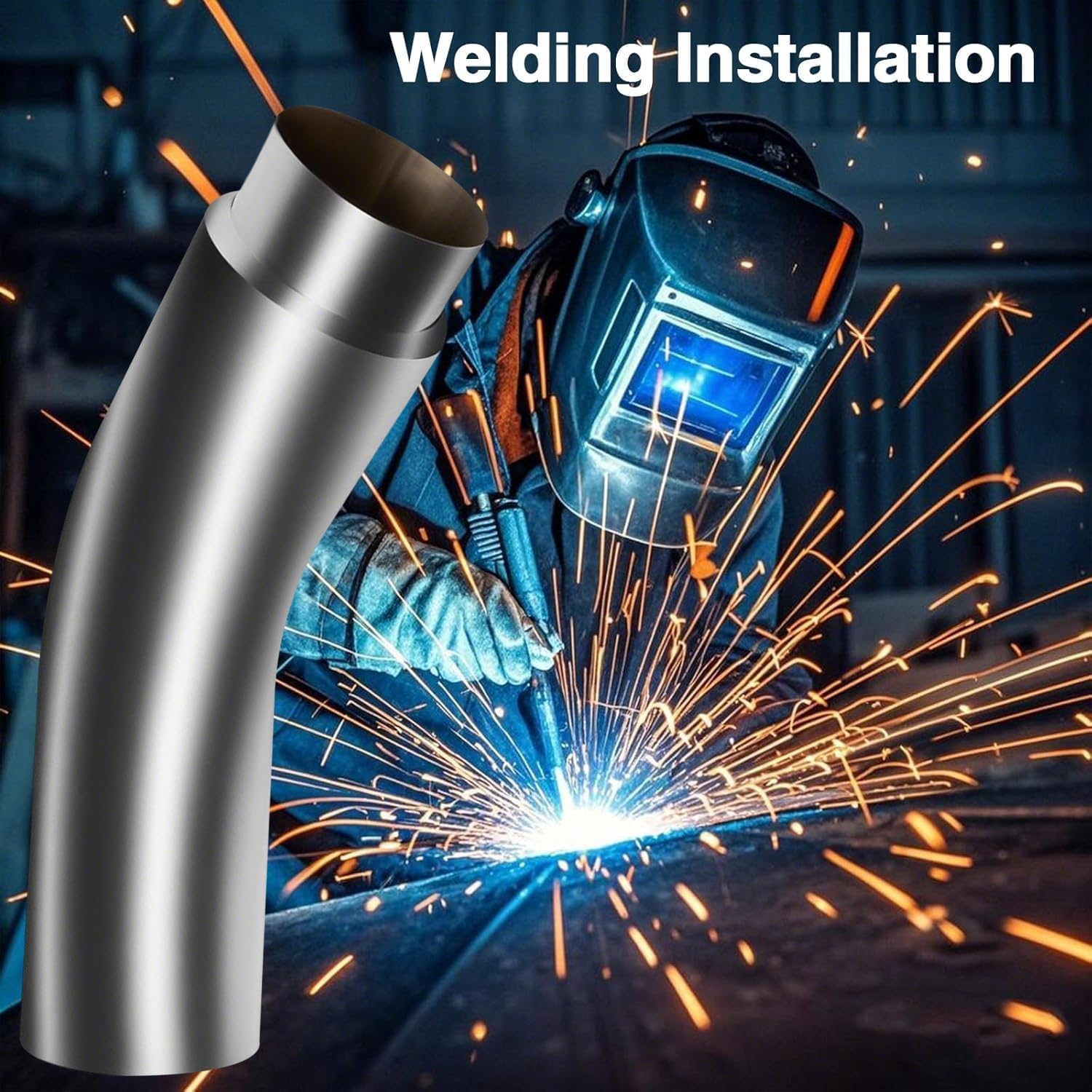 KPALAG 4 Inch Diesel Exhaust Elbow Tip 304 Stainless Steel Polished Exhaust Pipe Elbow 4&rdquo;Inlet to 6&rdquo; Outlet 23" Overall Long Side Exit Exhaust Tip Compatible with Pickup Truck