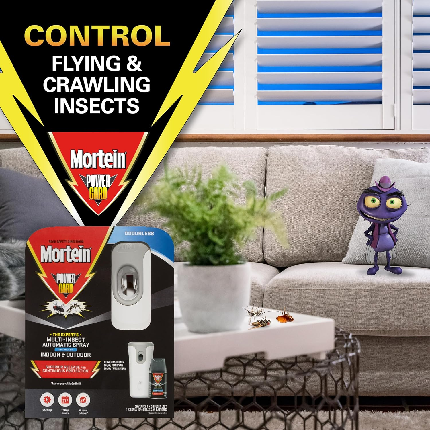 Mortein Powergard Indoor & Outdoor Insect Killer Automatic Diffuser Kit image number 6