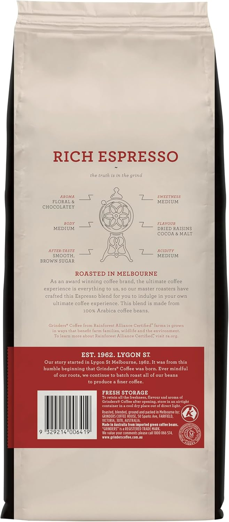 Grinders Rich Espresso Ground Coffee, 1Kg