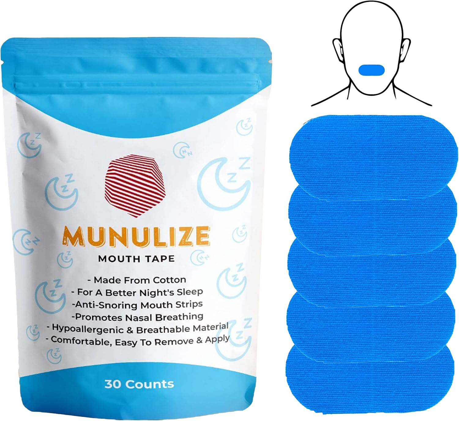 Mouth Tape for Sleeping -Anti Snoring Devices -Nasal Breath -Snore Reducing Aids- Promote Nose Breathing(Pack of 30)- Cotton Made Mouth Strips to Stop Snoring -Better Sleep Aid- Snoring Reduction image number 6
