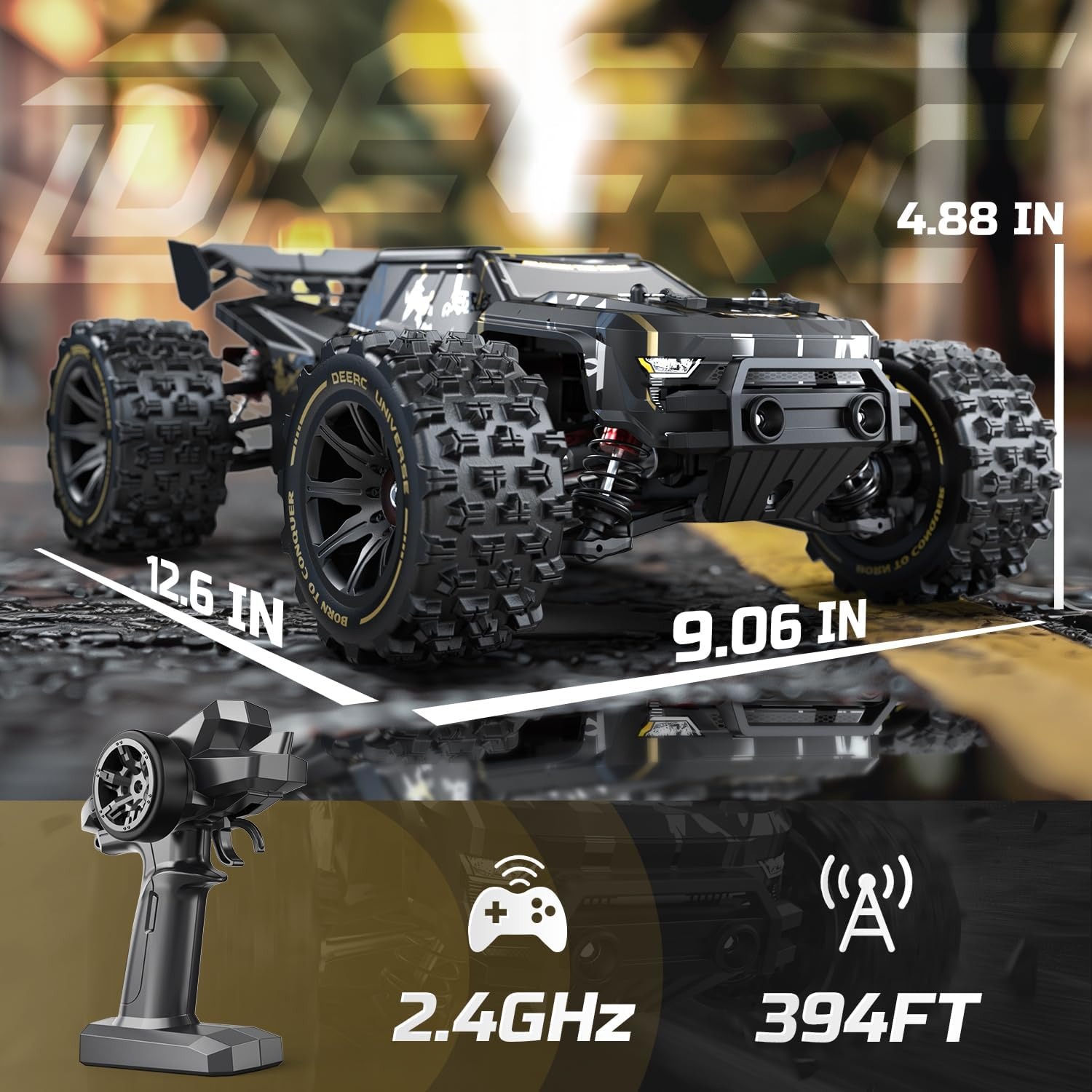 DEERC 1:14 Fast Brushless RC Cars for Adults & Boys, Max 50+ MPH, 2 3S Lipo Batteries 4X4 Waterproof RC Truck, High Speed Offroad Remote Control Car, All Terrain RC Truggy for Snow,Sand & Mud image number 6
