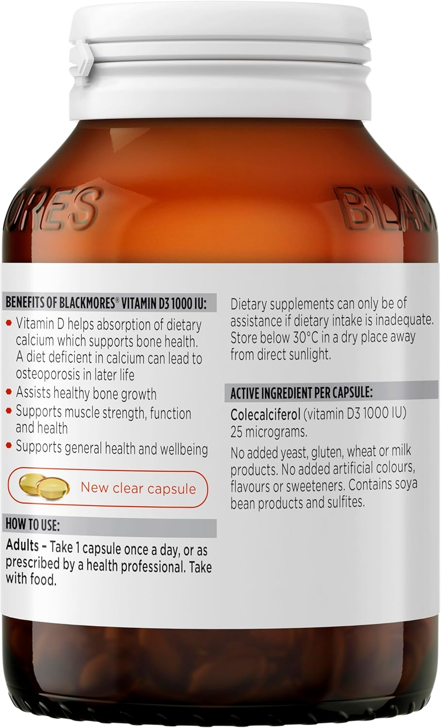 Blackmores Vitamin D3 1000 IU | Supports Bone & Muscle Health| 200 Capsules image number 4