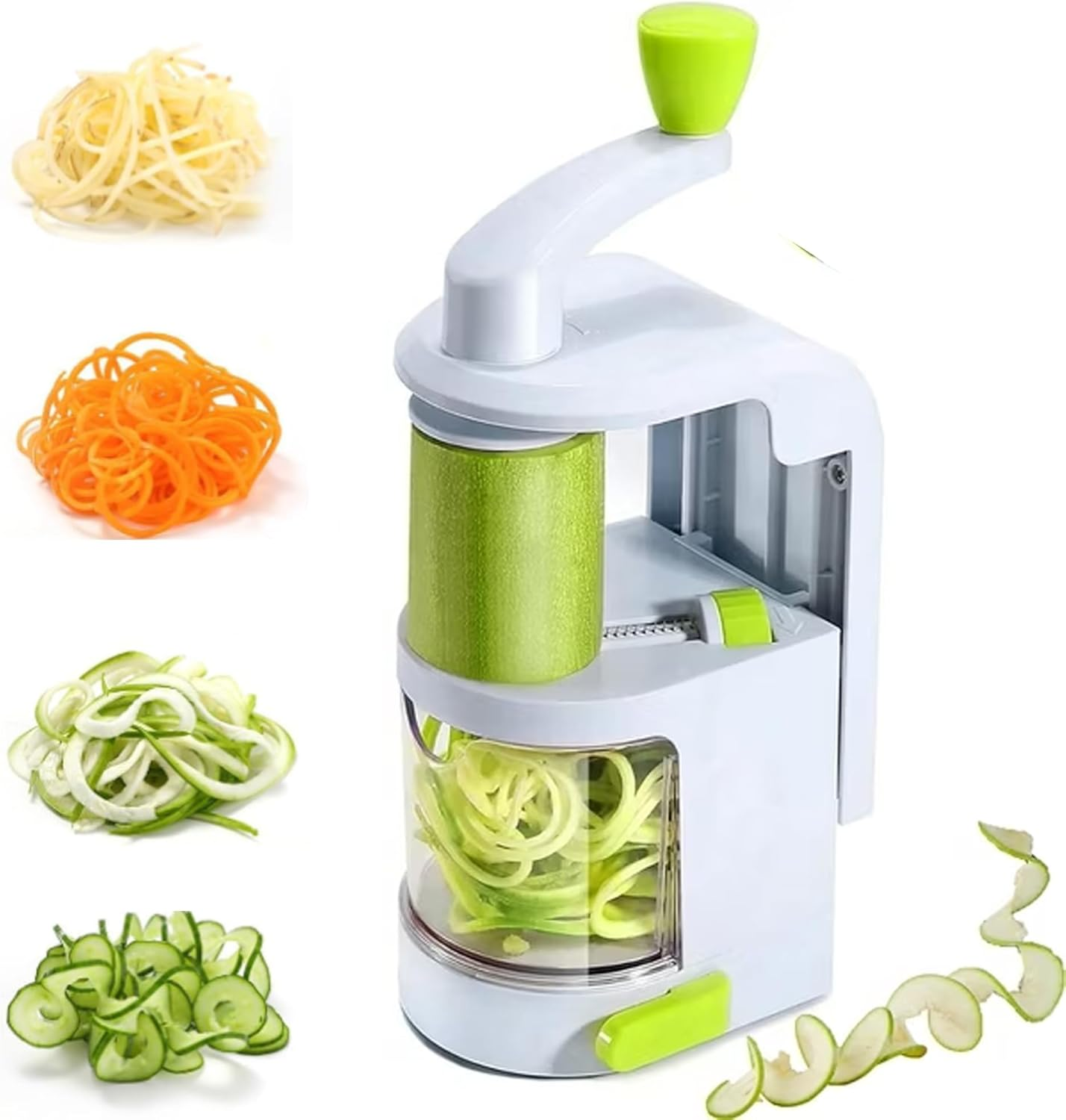 Vegetable Grater,Vegetable Slicer (4-In-1 Rotating Blades) Heavy Duty Veggie Spiralizer with Strong Suction Cup, Zucchini Spiral Noodle/Zoodle/Spaghetti/Pasta Maker