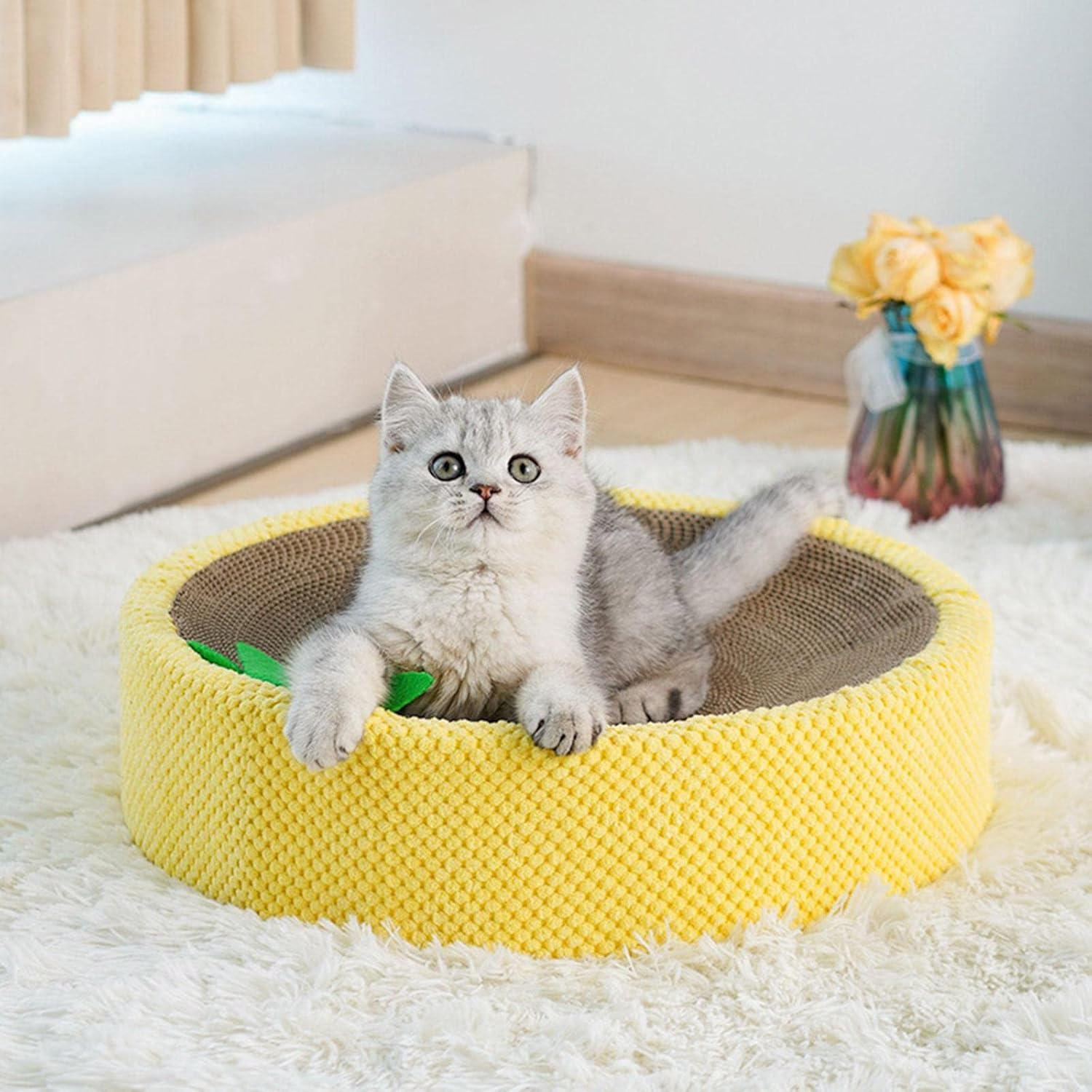 Cat Scratching Pad Scratch Board 41X10Cm round Corrugated Material for Indoor Cats Wear Resistant Cat Toys Kitten Sleeping Nest image number 3