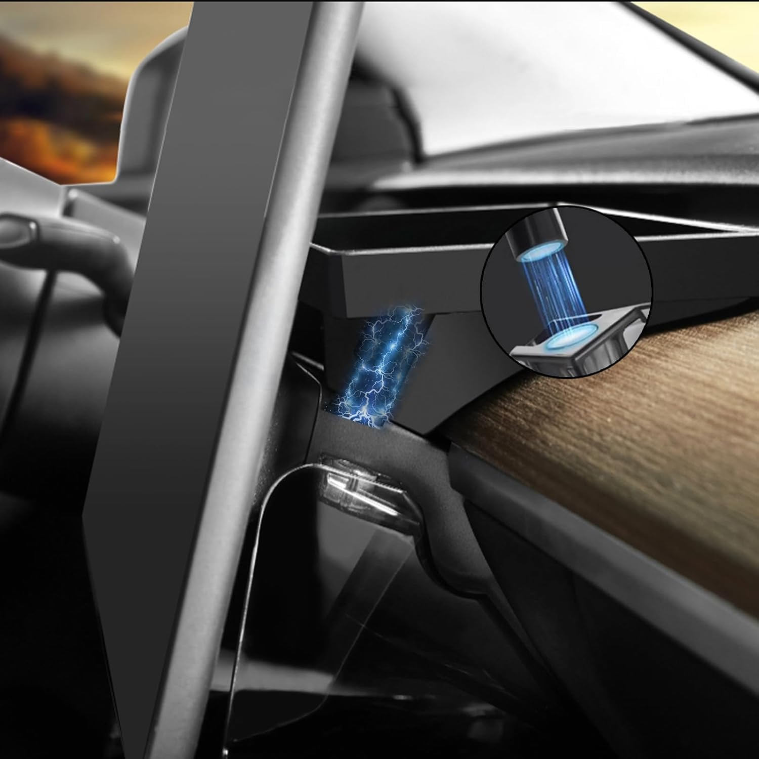 Car Center Console Organizer for Tesla Model Y 2025 Refreshed (Juniper), under Screen Storage Box Magnetic Tray Dashboard Tissue Holder for Tesla Model 3 Highland 2026-2024 Accessories (Clear) image number 3