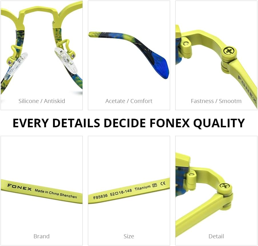 FONEX Acetate Titanium Glasses Frame Men New Square Eyeglasses Spectacles Eyewear image number 5