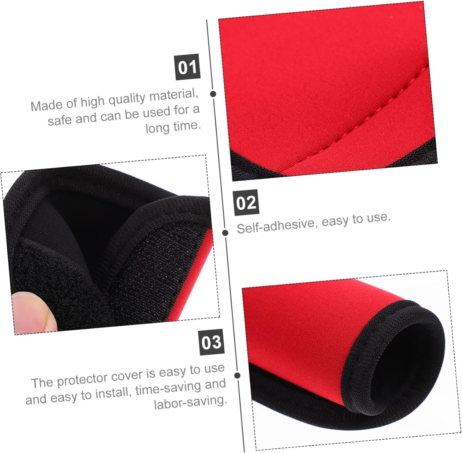 Ipetboom Luggage Suitcase Handle Wraps Neoprene Handle Covers Red Grip Sleeve Carry Travel image number 6