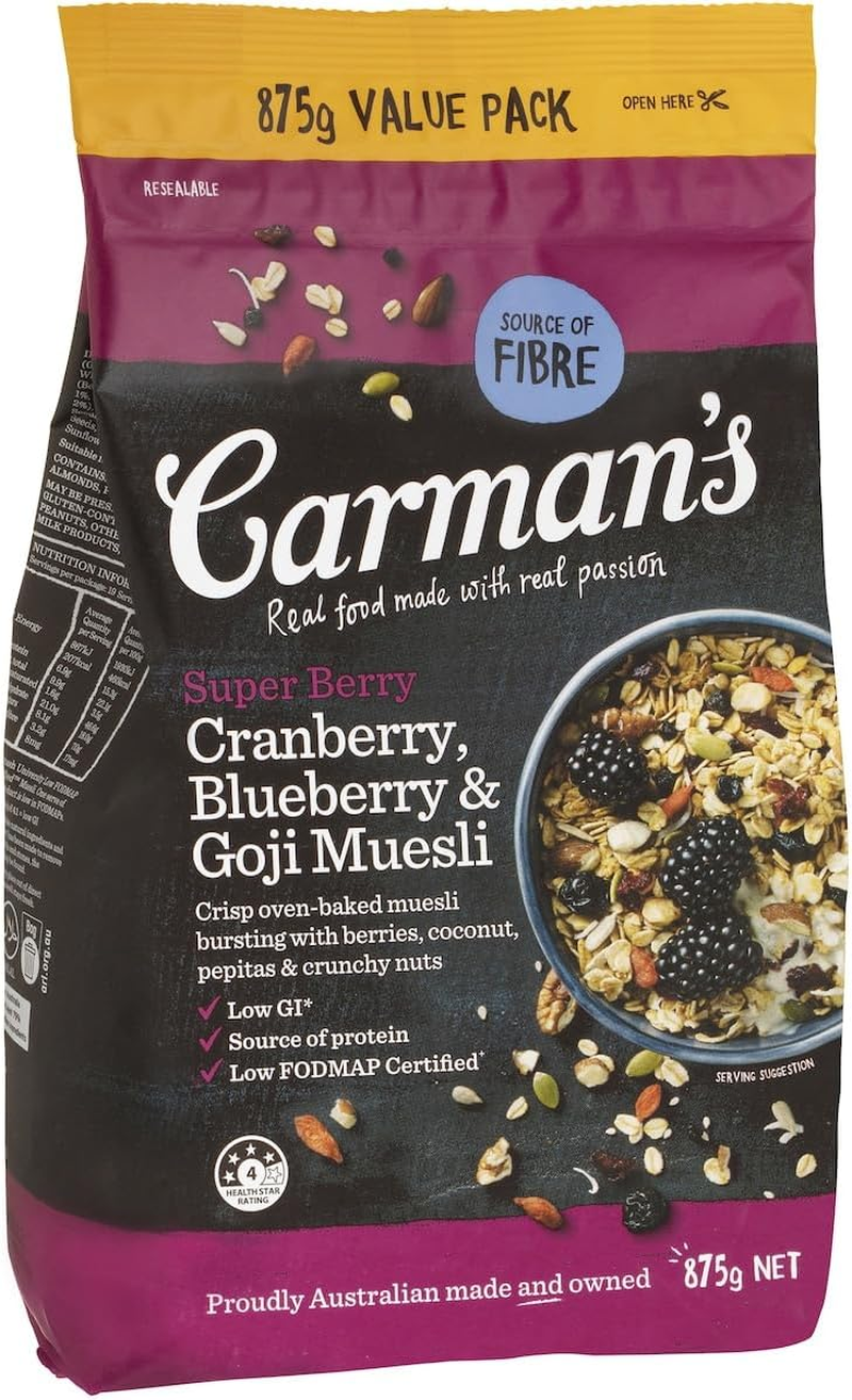 Carman'S Super Berry Cranberry, Blueberry and Goji Muesli 875 G