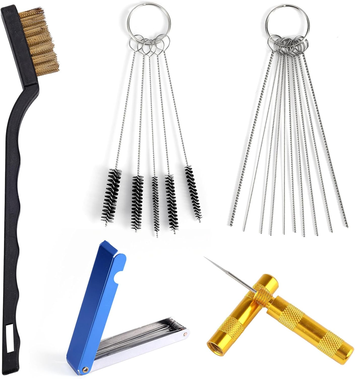 Carburetor Cleaning Kit, Includes 1 Single Head Brush 23 Needles 5 Nylon Brushes and 1 Scraper for Motorcycle ATV Chainsaw & Welder Maintenance image number 2