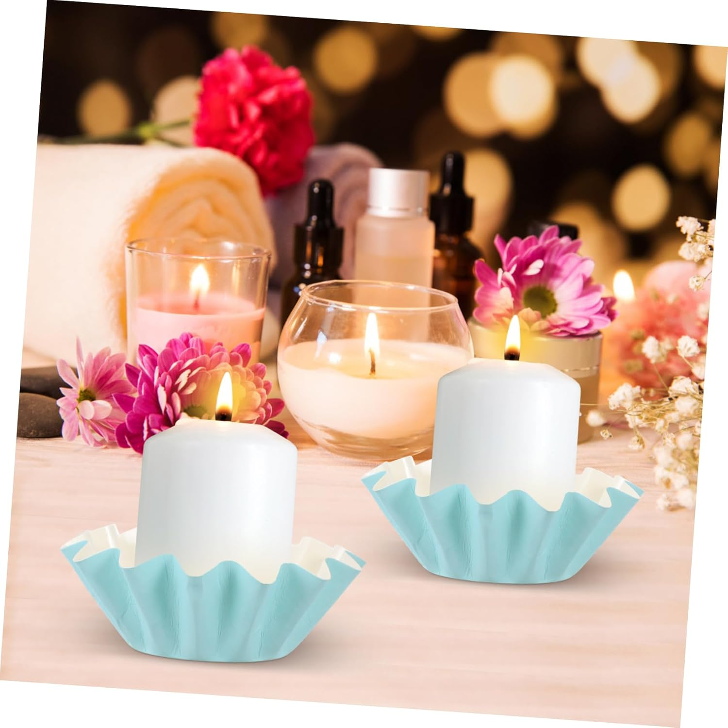 Yardenfun 50Pcs Leakproof Wax Melt Warmer Liners Blue High Temperature Resistant Pet Paper Trays for Home Aromatherapy Wax Melt Cups - Yellow image number 3