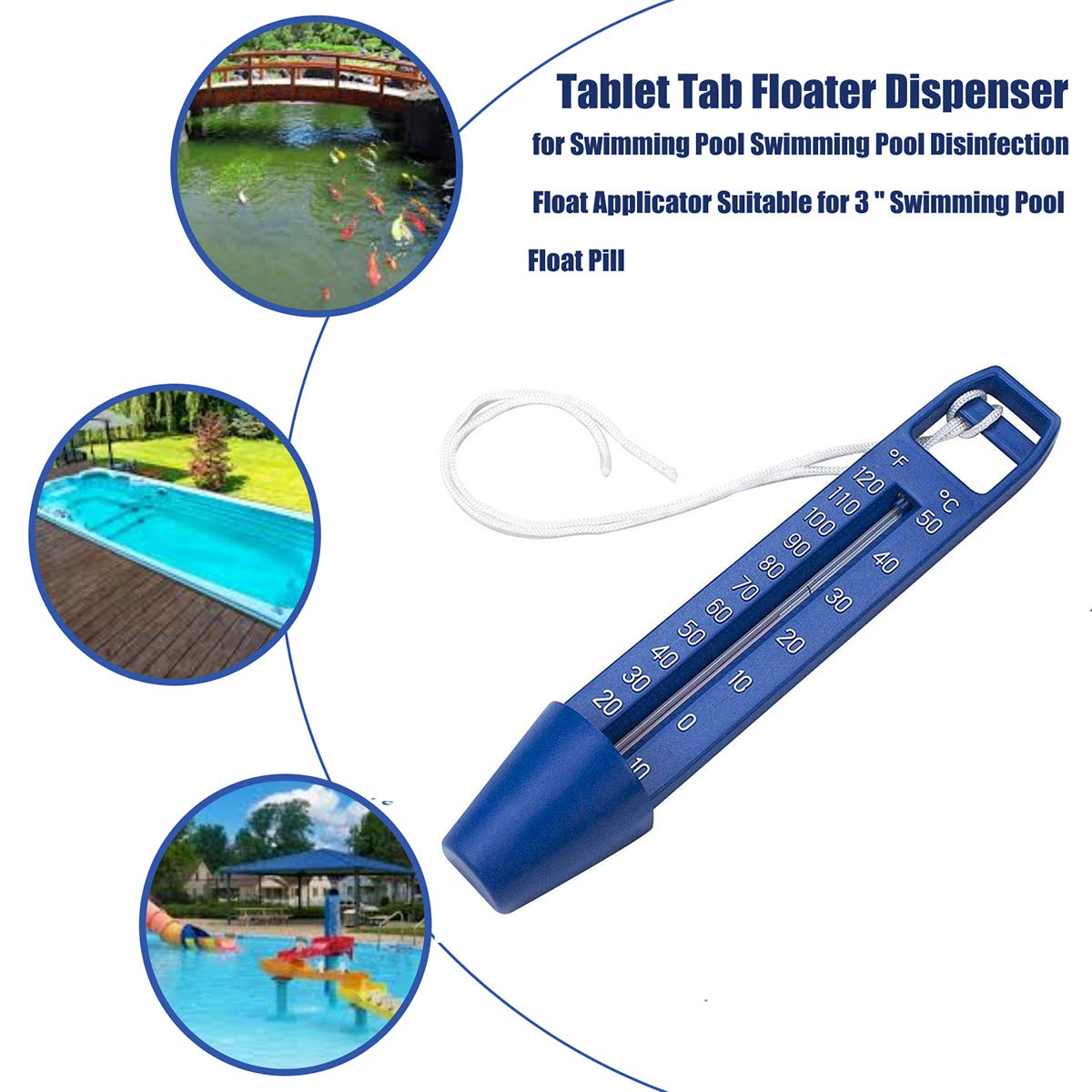 BERZO Pool Thermometer Premium Water Thermometers with String Degrees and Fahrenheit Accurate Temperature Readings Ideal for All Swimming Pools Spas Hot Tubs Ponds image number 3