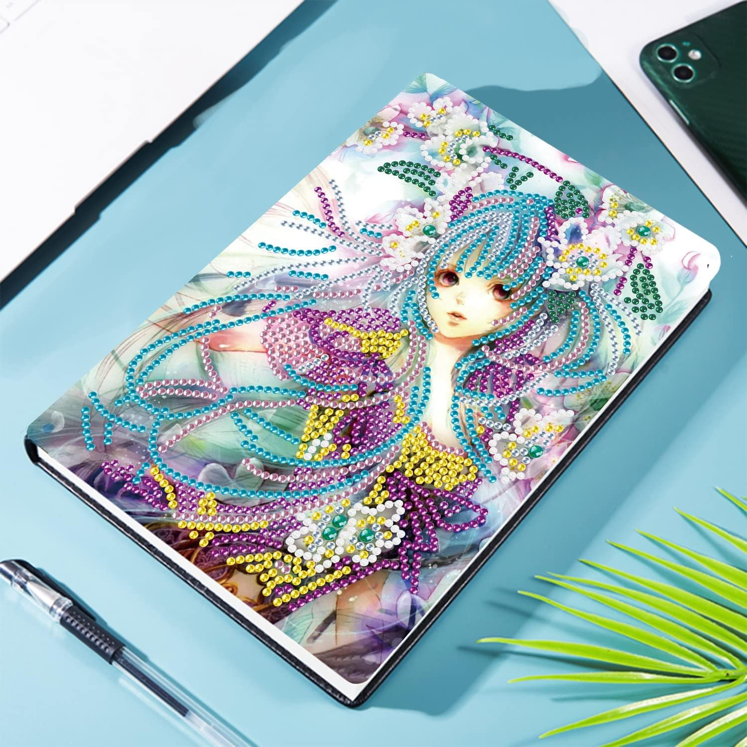 DCIDBEI Notebooks Diamond Painting Sketchbook A5 DIY Notebook A5 Blank Diamond Painting Notebook Embroidery Diary Book Flower Fairy Elf DIY Diamond Art Gifts Craft Set Adults - Bronze Lotus image number 2