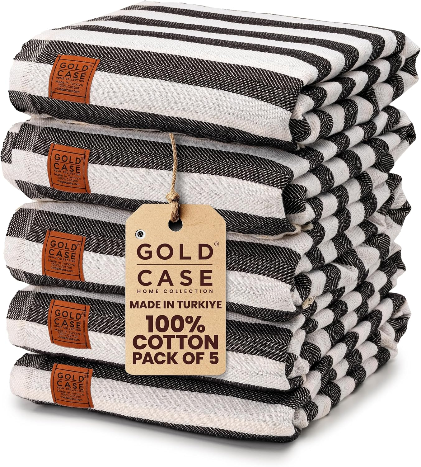 Gold Case Set of 5 XXL Smyrna Turkish Cotton Bath Beach Hammam Towels Peshtemal Towel Throw Blanket, Cotton, Grey, Xx-Large