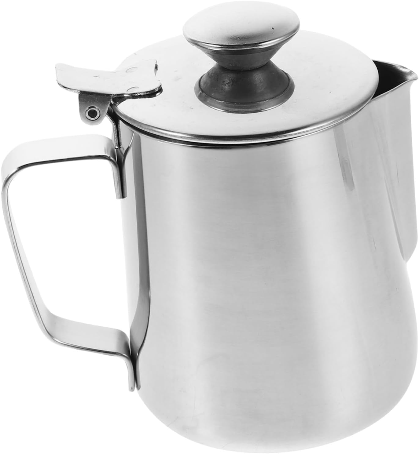 Stainless Steel Milk Frothing Pitcher with Lid Easy Clean Frother Cup for Latte Art Precise Pour Spout for Espresso Machines for Coffee Shops and Home Brewing image number 1