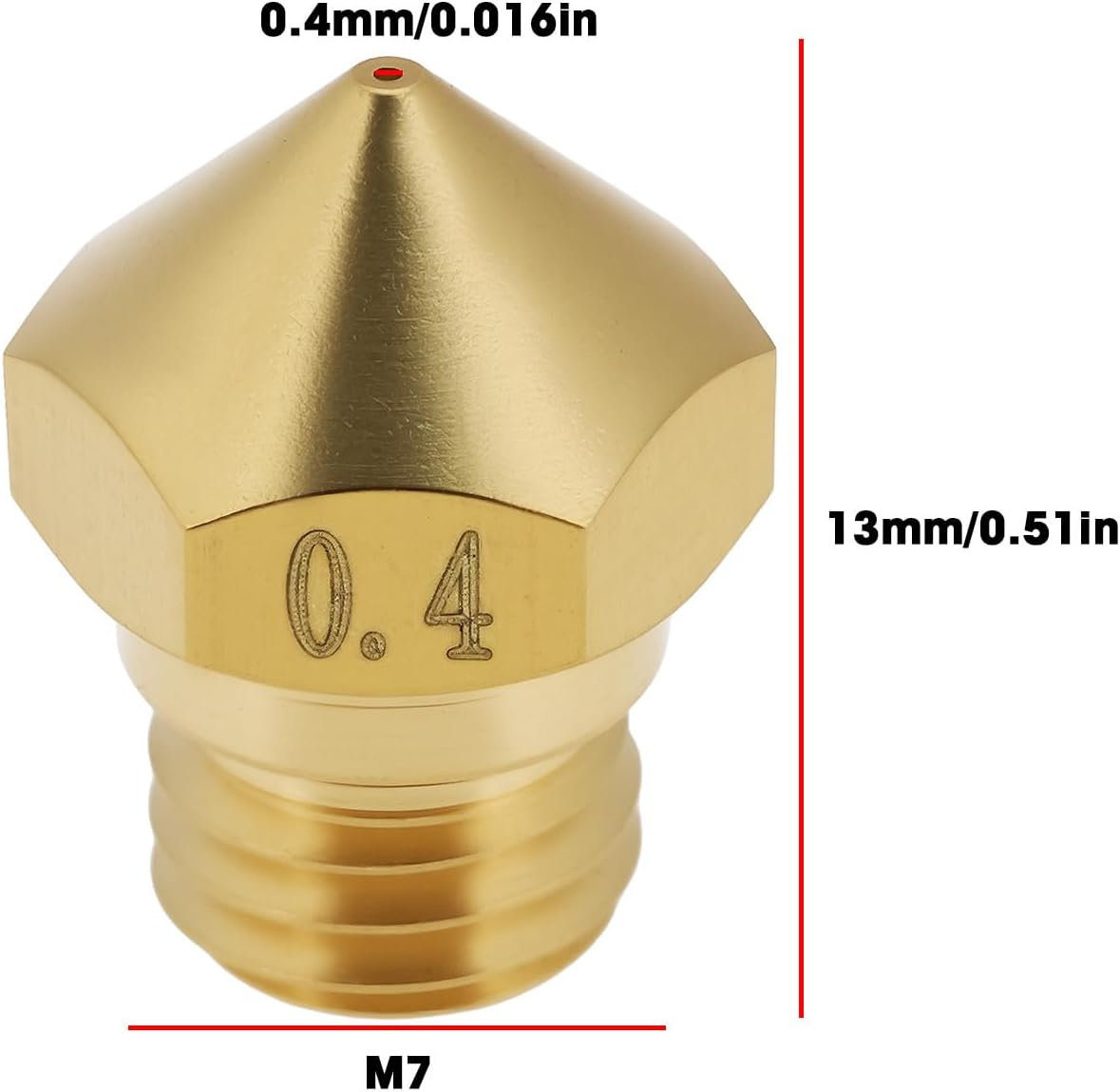 Emagtech 6Pcs 0.4Mm 3D Printer Brass Nozzle MK10 Nozzle M7/1.75Mm Compatible with Flashforge Finder Compatible with Creator Pro