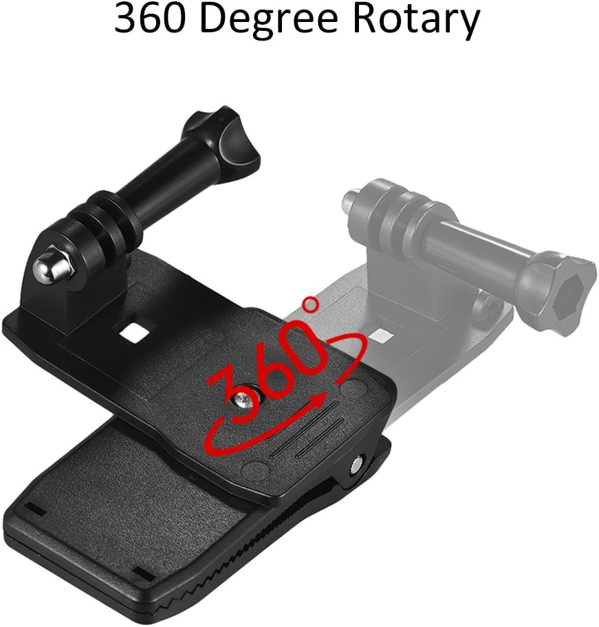 Backpack Strap Cap Clip Mount 360 Degree Rotary Clamp Arm for Gopro Hero 7/6/5/4/3+ for Yi Lite 4K + Action Camera BBZY image number 1