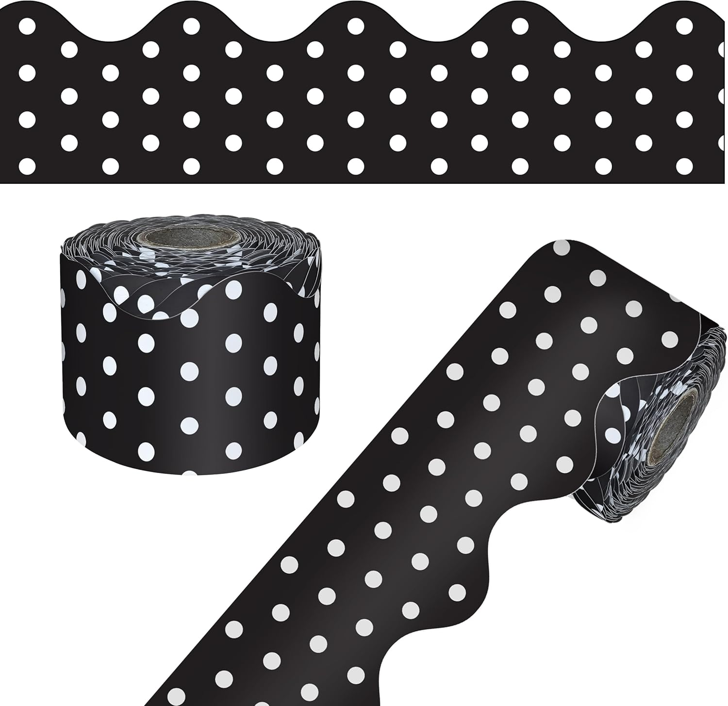 Carson Dellosa 65Ft of Red Bulletin Board Borders, 1 Roll of Scalloped Trim for Rolling Whiteboard, Cork and Posterboard, Valentines Day, Christmas Decorations, Party, and Classroom Decor