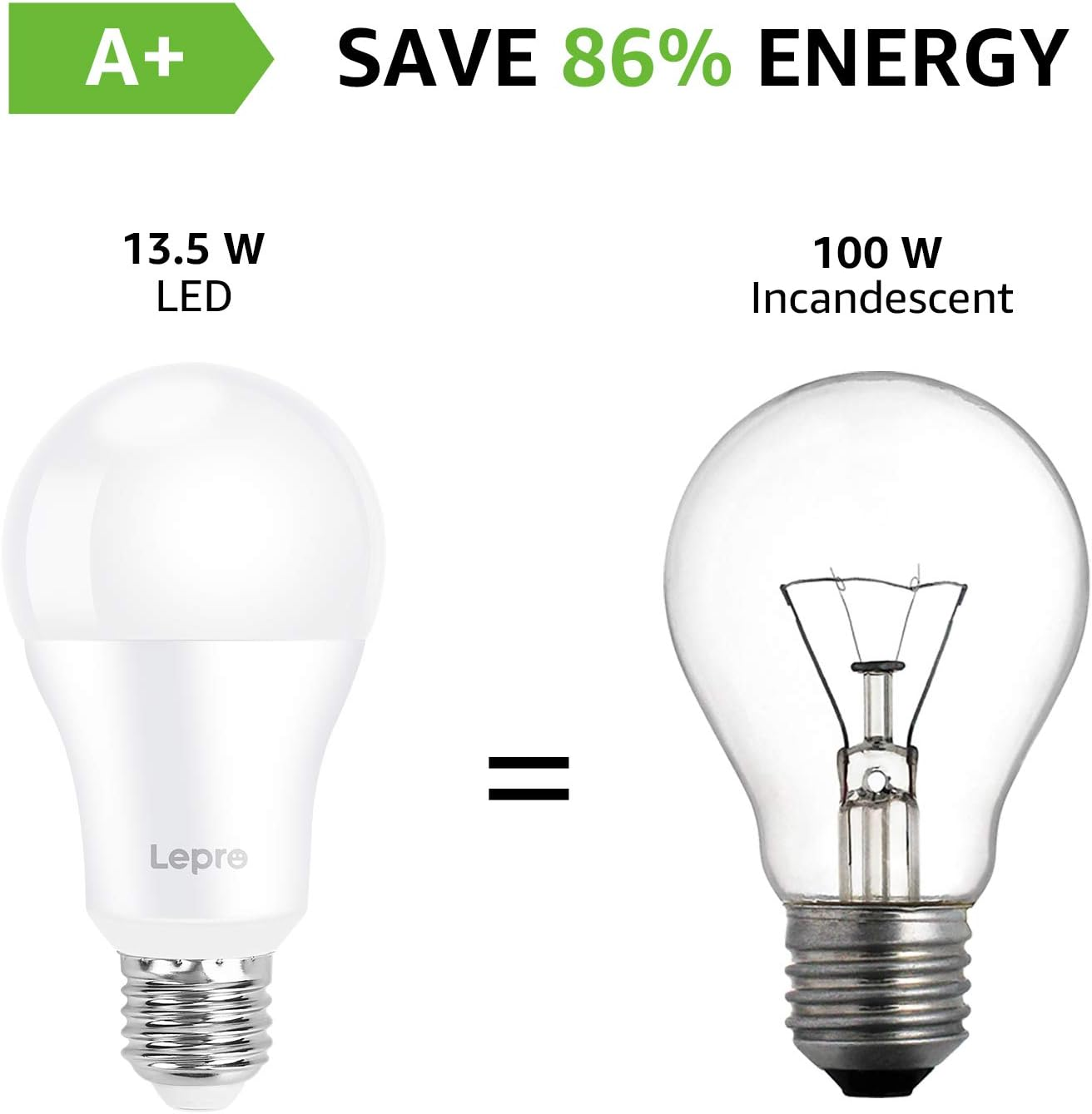 Lepro E27 Screw Bulbs 100W Equivalent, Cool White 6500K, 13W 1520Lm Super Bright E27 LED Bulbs, GLS Energy Saving Edison Lightbulb, Non-Dimmable, Pack of 6 image number 6