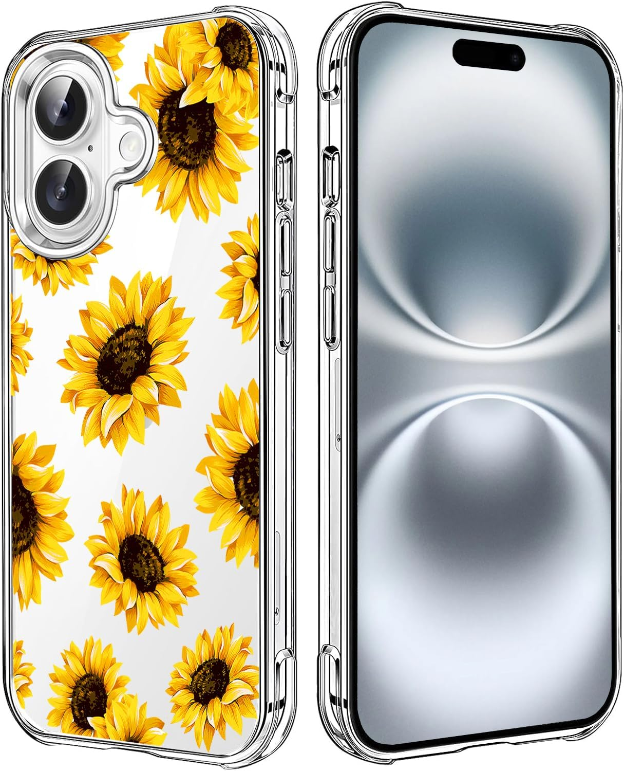 HEYORUN Cherry Blossom Clear Case Compatible with Iphone 16, Sakura Girls and Women Floral Back Case Cover, Pink Flower Transparent Flexible TPU Bumper Shockproof Protective Case image number 1