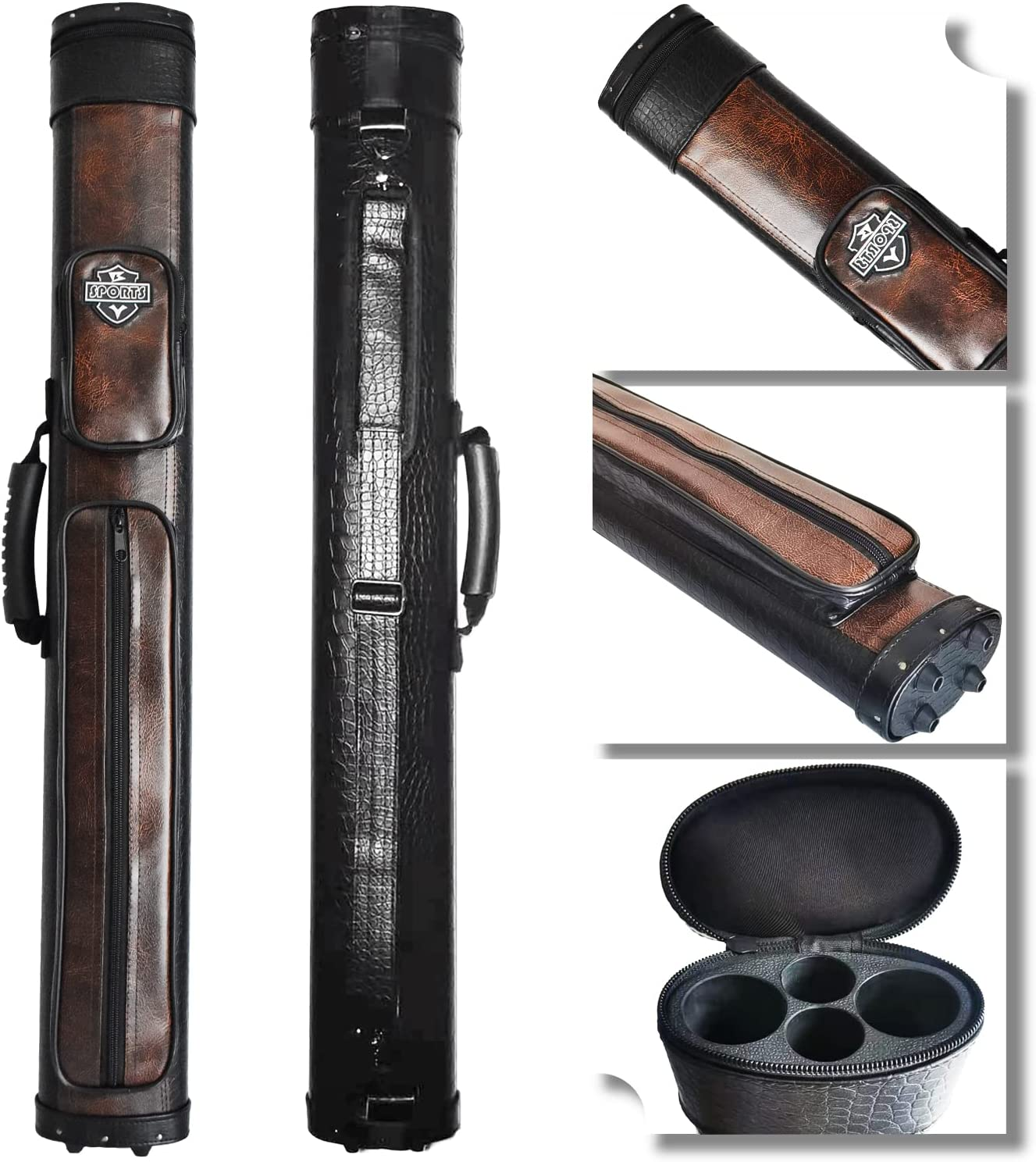 BY SPORTS 2X2 Hard Cue Case Square Pool Cue Billiard Stick Carrying Case