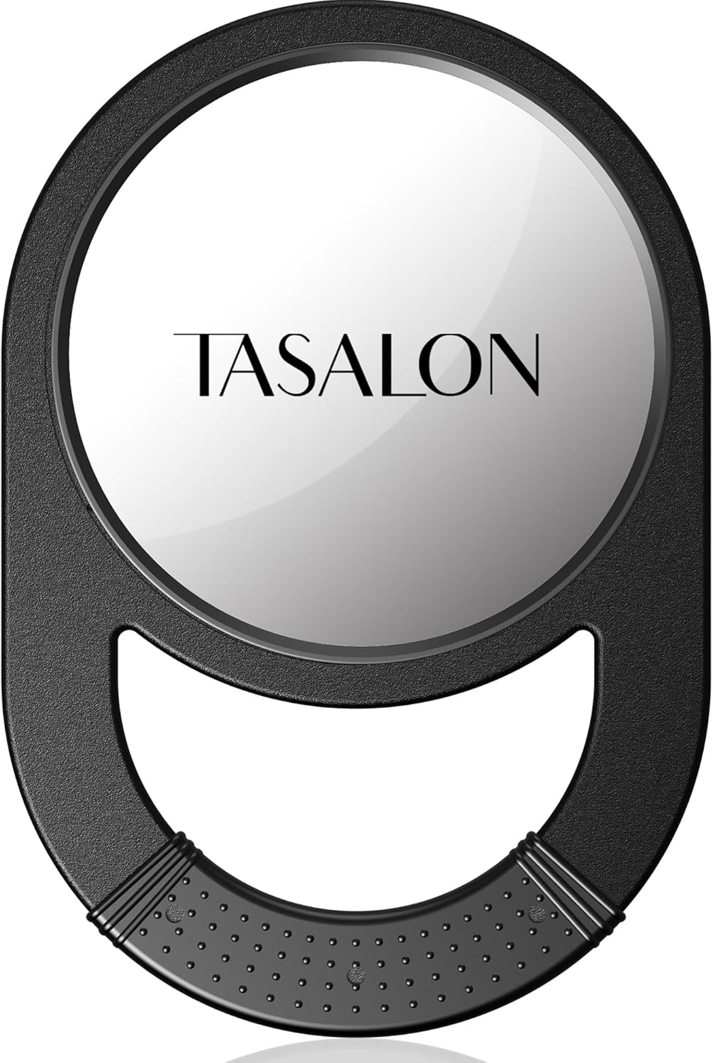 TASALON Unbreakable Hand Mirror, Hand Mirrors with Handle, Salon, Barber Mirror for Hair, Anti-Slip Hand Held with Rubber Grip for Travel, Makeup, Shaving, Shower, Camping - Black