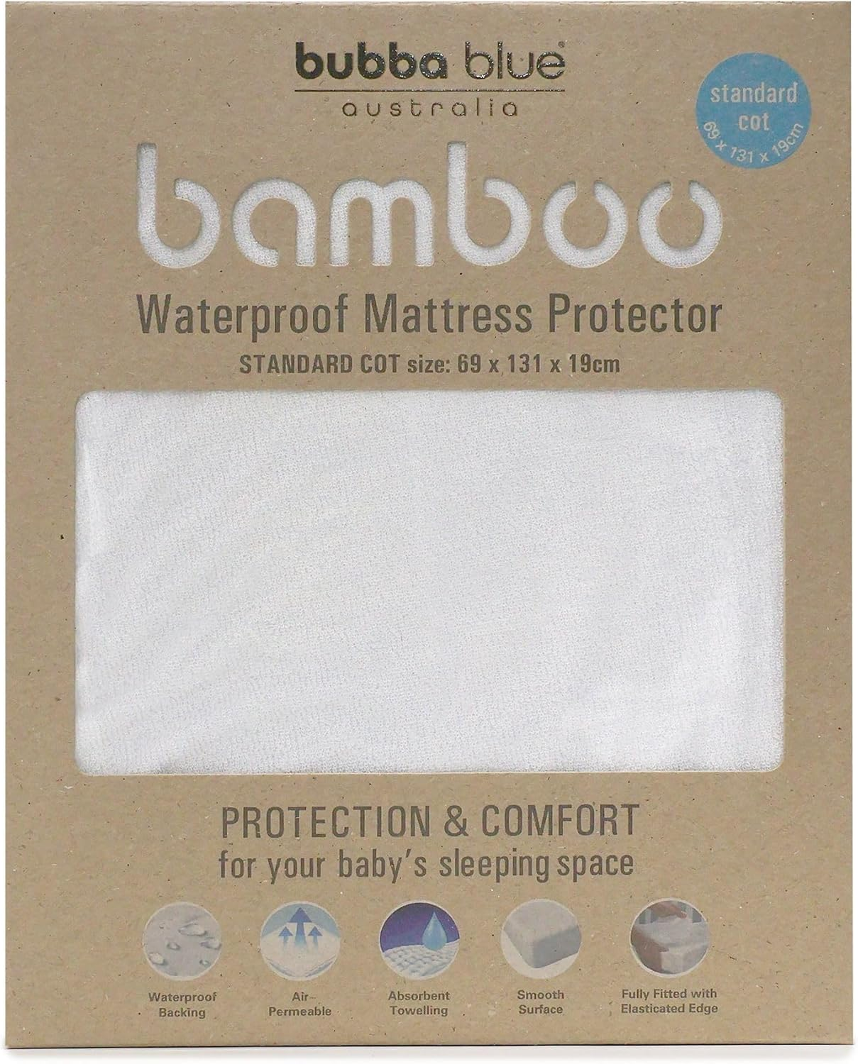 Bubba Blue Bamboo Cradle Waterproof Mattress Protector Pad Bedding Cover Machine Washable Hygienic image number 3