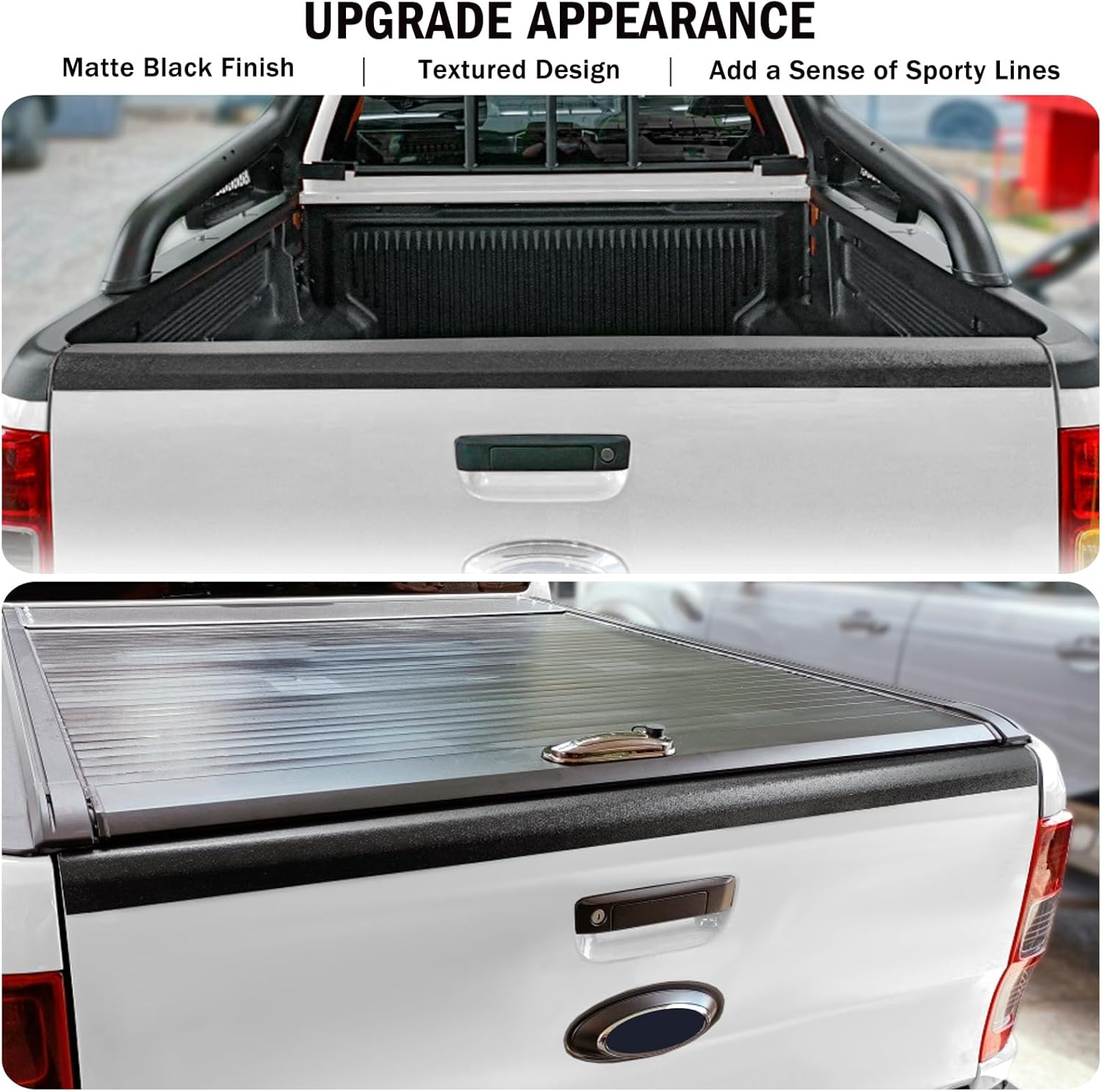 Tailgate Protector for Ford Ranger Accessories PX1 PX2 PX3 2011-2022, Tailgate Cover Rail Guard Cap Trim Textured Matte Black, Car Exterior image number 5