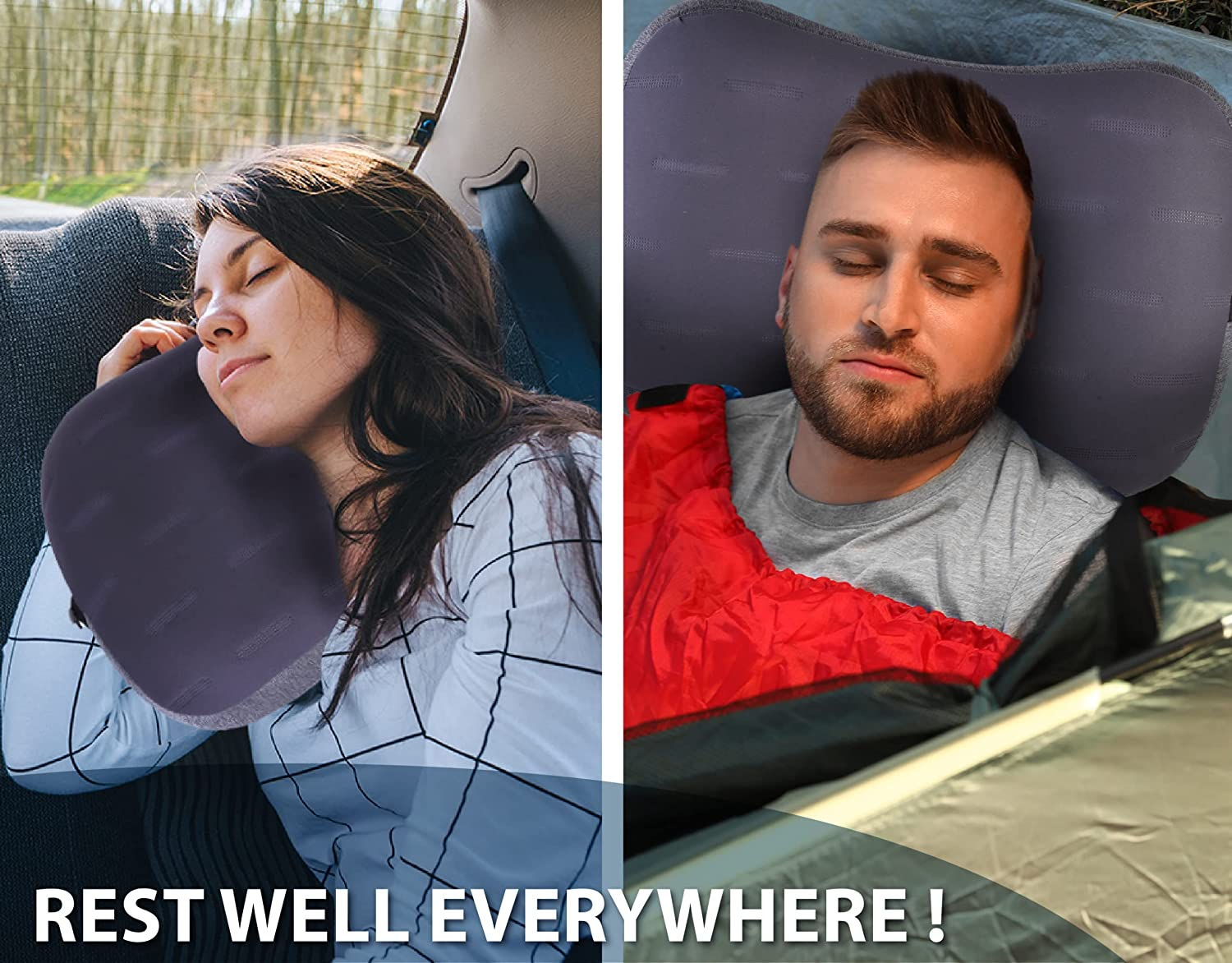 TREKOLOGY Aluft Pro Camping Pillow &ndash; Large Inflatable Travel Pillow with Removable & Washable Cover, Ultra-Lightweight for Backpacking, Hiking, Beach &ndash; Compact, Neck Support, Easy Inflation image number 3