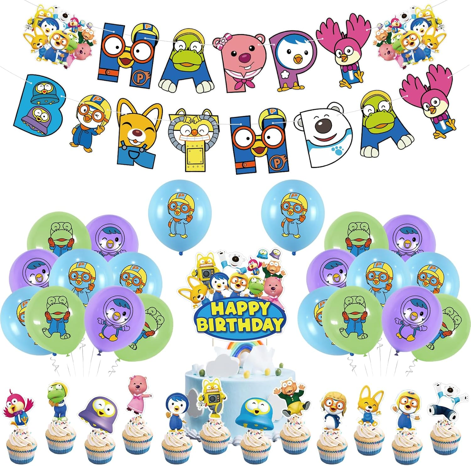 Pororo Party Decoration Birthday Pororo Children'S Birthday Decoration Pororo Birthday Party Decoration Pororo Balloons Birthday Pororo Birthday Balloons Pororo Cake Topper Pororo Birthday Garland image number 1
