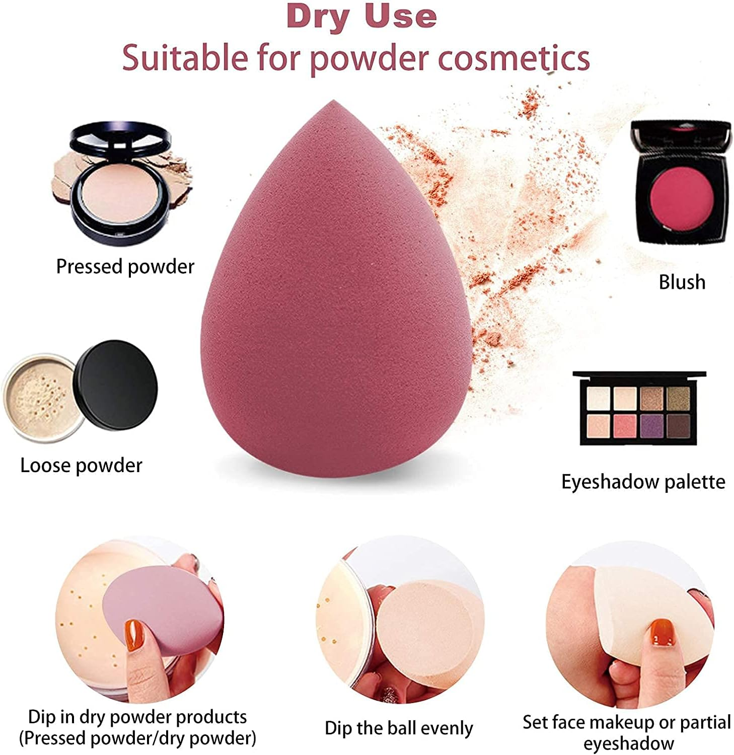 8Pcs Makeup Sponges Blender with Eyebrow Tweezer, Reusable Beauty Blender Foundation Sponge, Non-Latex, Soft Beauty Blender for Cream, Powder and Liquid (Pink Series) image number 3