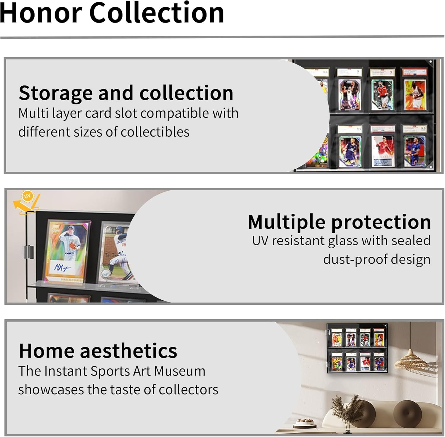 Acrylic Display Case - Wall-Mounted Trading Card Holder with Magnetic Door, Organizer Frame for Trading Cards, Graded Cards, Basketball, Football, Baseball, Sports Card, Vertical