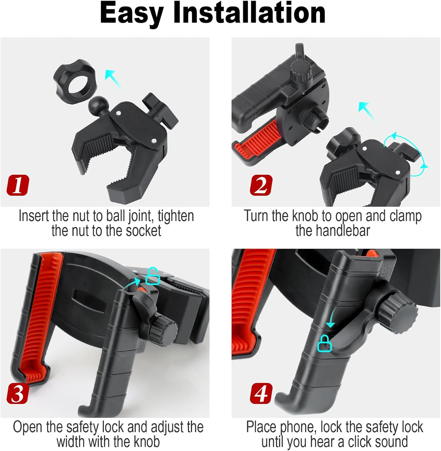 Haxmuti Golf Cart Phone Holder, Cell Phone Holder Mount Compatible with Ezgo/Club Car/Yamaha, Universal Compatible with Iphone Galaxy Google Pixel, Golf Cart Accessories Fit for Smart Phones, Red image number 4