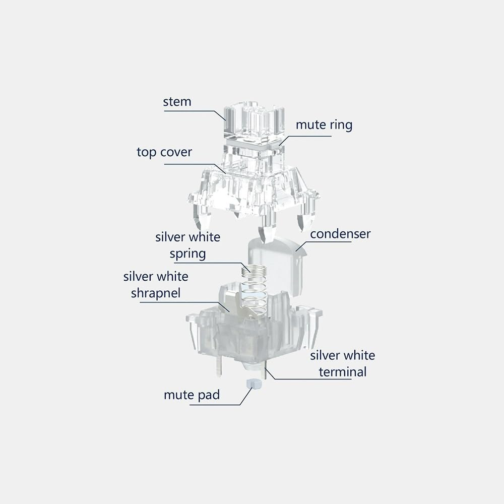 TTC Frozen Silent V2 Switch, Transparent RGB Pre-Lubed Silent Linear Mechanical Keyboard Switch(110Pcs) image number 2