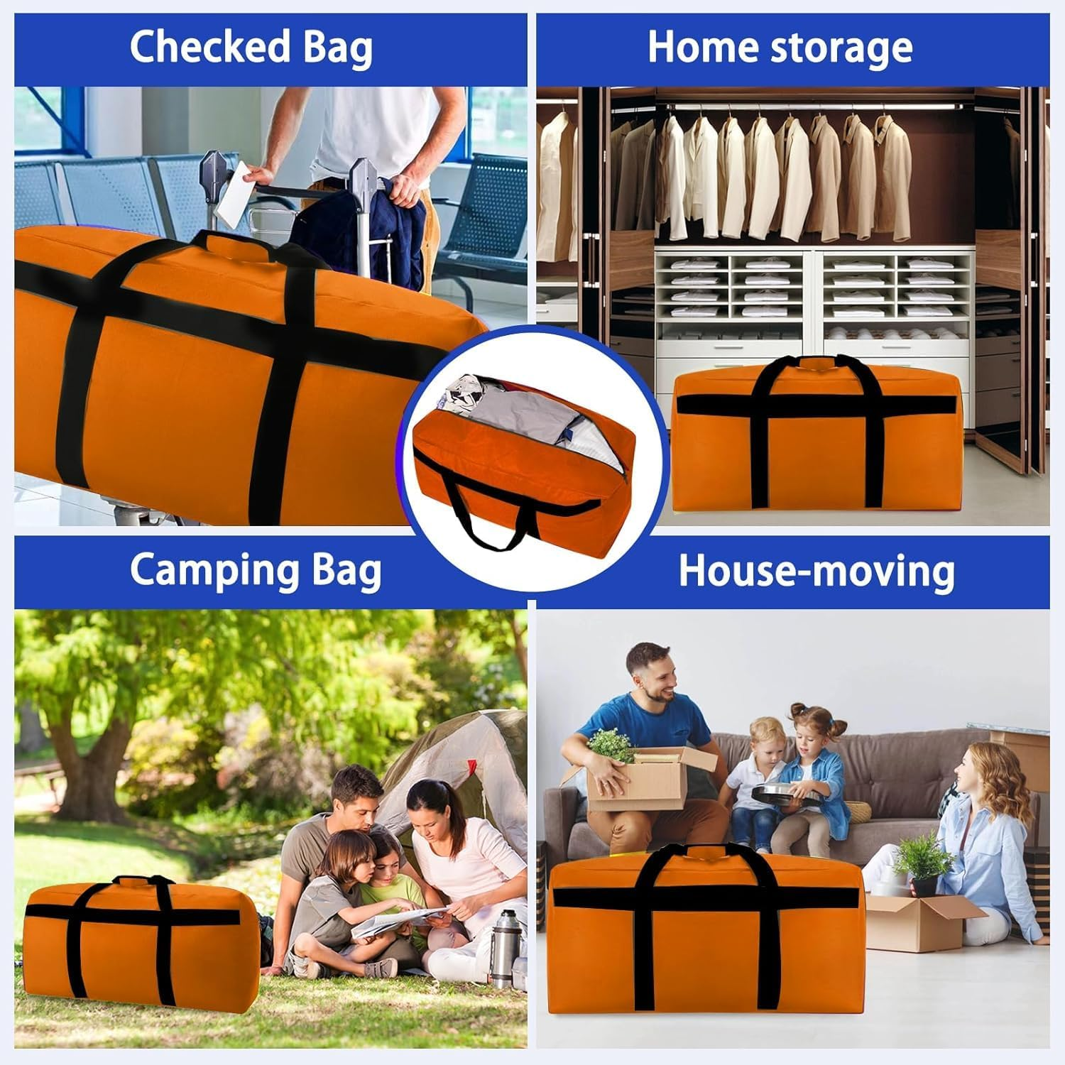 Large Travel Duffle Bag, Orange, 150L, Simple image number 5