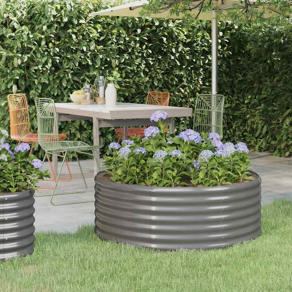 Round Shape Garden Raised Bed Powder-Coated Steel 100X100X36 Cm Anthracite image number 4