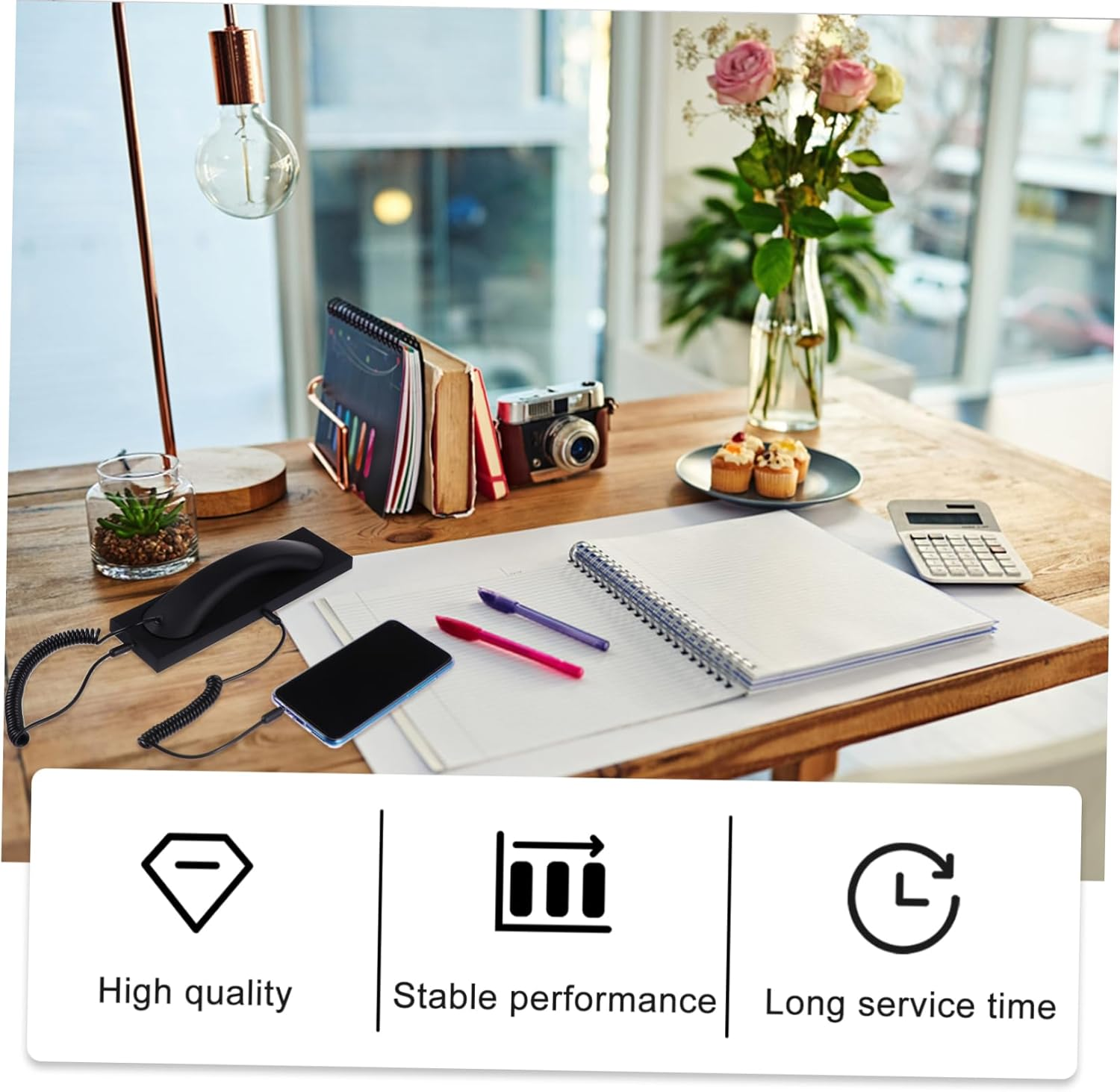 FELTECHELECTR Retro Cellphone Handset Vintage Voice Headset High Definition Anti-Radiation Ergonomic Design for Mobile Phones Tablets Computers with 3.5Mm Interface image number 5