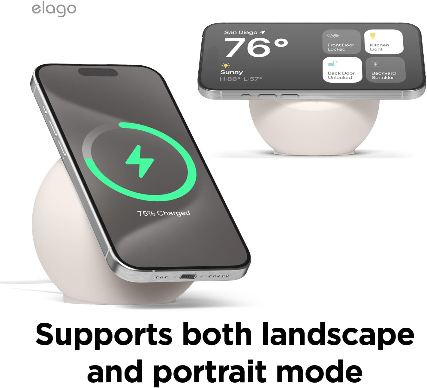 Elago MS2 Charging Stand Compatible with Magsafe Charger - Premium Silicone Stand Compatible with Iphone 17/16/15/14/13/12 Series [Charger Not Included] (Stone) - Sand Pink image number 7