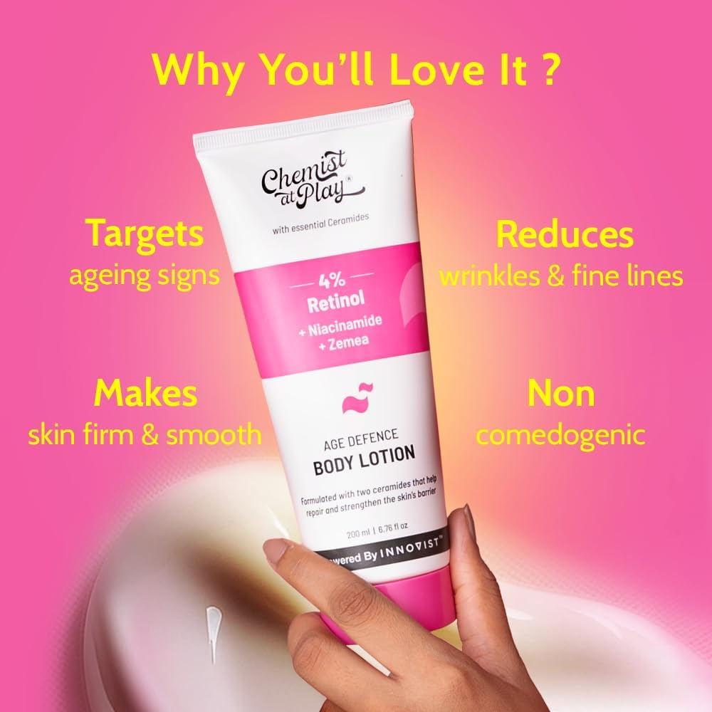 Chemist at Play Anti-Aging Body Lotion with 4% Retinol| Niacinamide & Zemea | Skin Brightening Lotion | Body Lotion for Dry & Oily Skin | Fights Visible Signs of Aging | Nourshes Skin 7 Fl Oz. image number 1