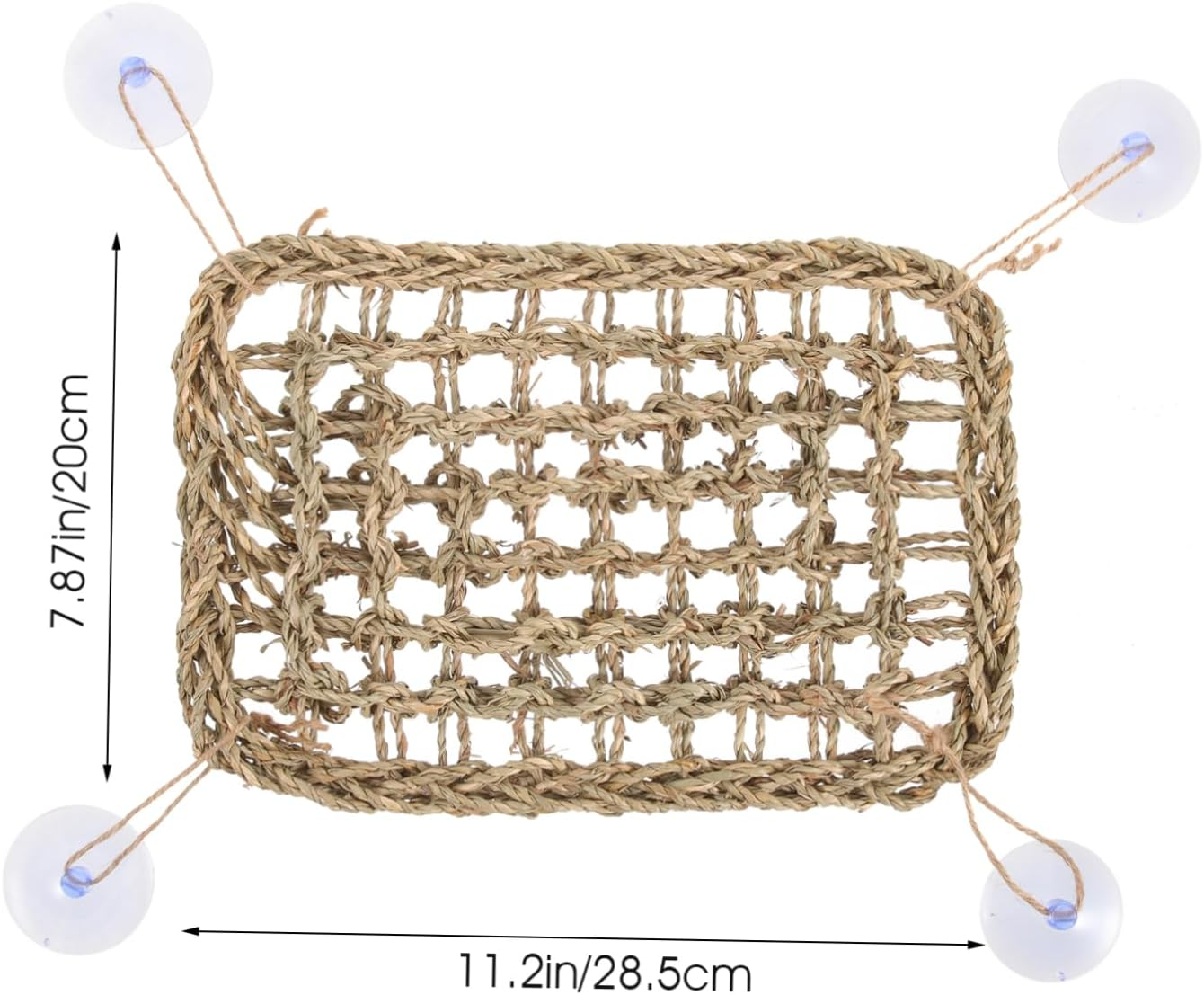 Sosoport Reptile Hammock Lizard Lounger Hanging Bed with Suction Cups 28.5X20Cm Seagrass Mesh Small Pet Grass Mat for Terrariums and Small Animals image number 6