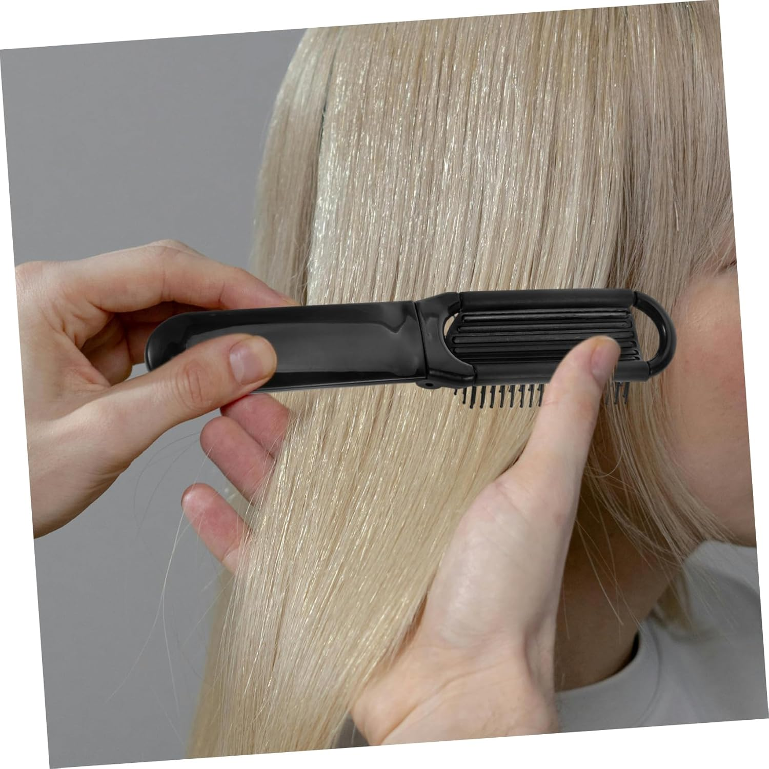 BESTYASH Foldable Hair Brush with Mirror Lightweight Portable Travel Brush for Quick Grooming Compact Design for Purse Gym Swimming and Daily Use Black image number 1