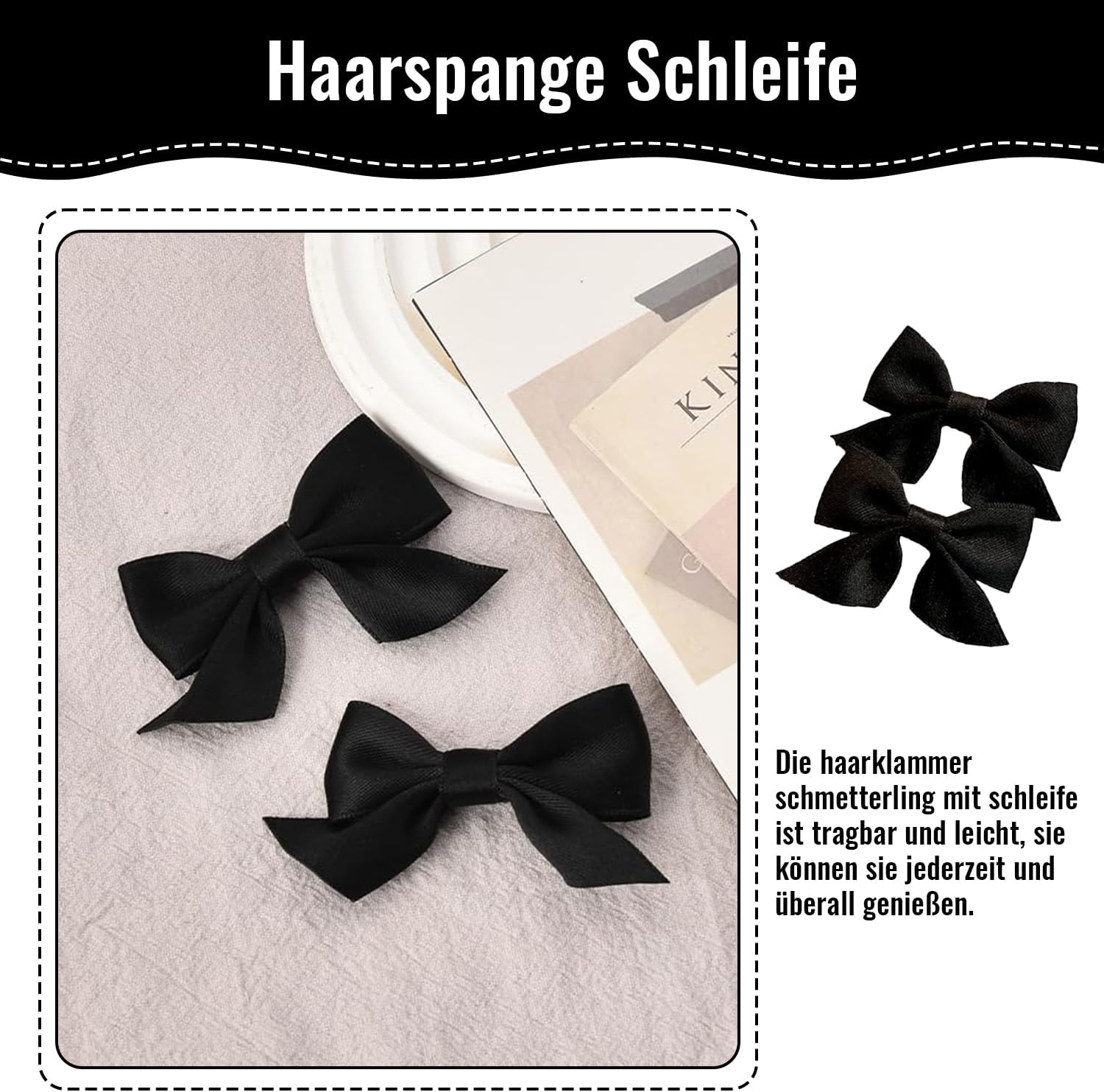 Esshogo Hair Clip Bow, Hair Bow, Hair Clip Black, Bow Hair, Hair Bow Christmas, Hair Clips Women with Bows, Hair Clips Children'S Bows image number 3