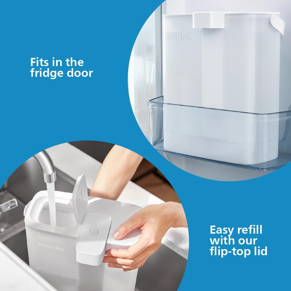 Philips Water Instant Water Filter Jug (3L) - Clean and Good Tasting Water in Seconds - Includes 1&times; Flavour + Filter, Reduces Chlorine & Lead, Retains Minerals image number 3