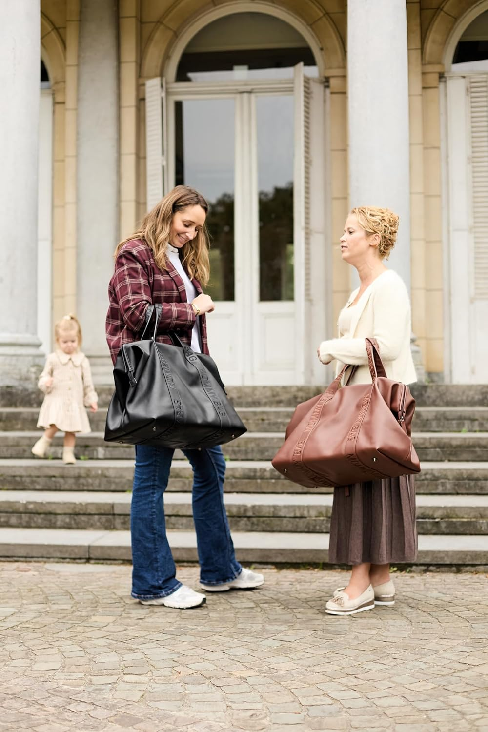 CHILDHOME, Mommy Bag, Changing Bag, Maternity, Travel Bag, Large Capacity,Changing Mat, Adjustable Shoulder Strap, Compartment, Insulated Pocket,Passage for Suitcase, Vegan Leather Simili Black image number 4