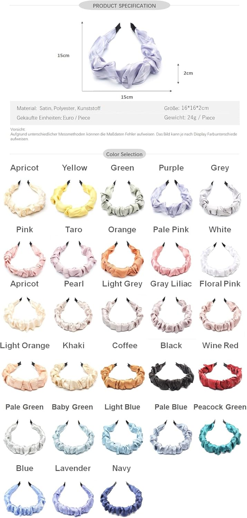 Qingoo Pleated White Headband Women Headband Hair Accessories Elegant Girls Hair Accessory 1 Piece (White) - Black image number 4