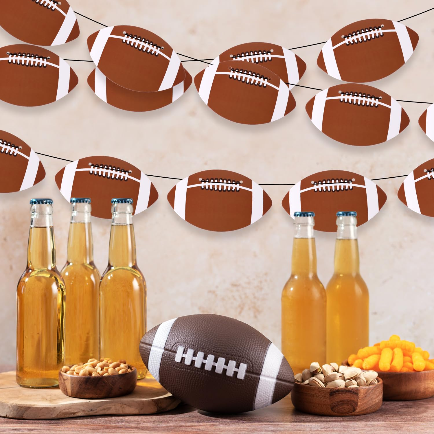 4Pcs Football Banner, DIY Hanging Football Party Decorations Rugby Banner Football Paper Cutouts Banner Sport Event Supply for Football Bowl Game Day Birthday Party Decor image number 6
