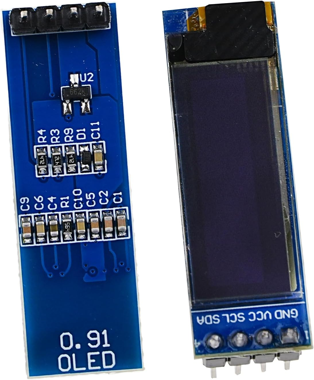 A-DIGISHUO 2Pcs 0.91 Inch I2C OLED Display Module DC 3.3V-5V 128&times;32 Resolution Compatible with Arduino Raspberry PI White image number 4