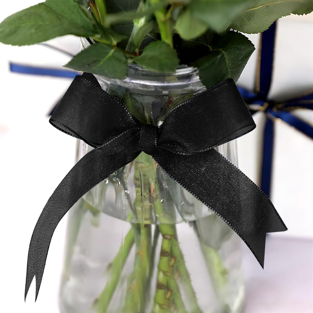 Black Organza Ribbon 1 1/2 Inch - 50 Yards Sheer Chiffon for Christmas, Gift Wrapping, Crafts, Flower Bouquets, Hair Bows - Royal Blue and Black Tulle Options image number 3